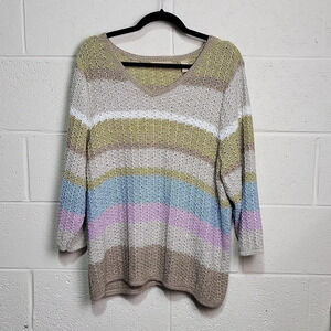 Kate Hill Pastel Crotched Sweater Size  2X